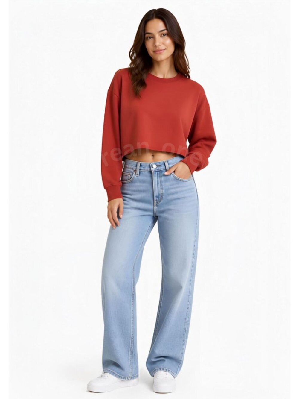 Wild Fable Red Long Sleeve Cropped Raw Edge Hem Pullover Sweatshirt Size XL